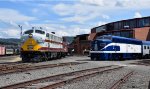 Two preserved historical locomotives meet